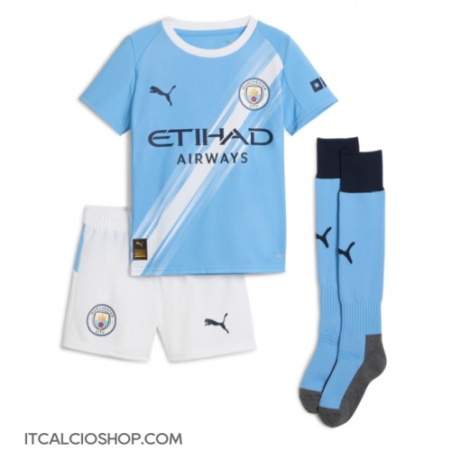 Manchester City Erling Haaland #9 Prima Maglia Bambino 2025-26 Manica Corta (+ Pantaloni corti)